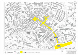 Darstellung des Geltungsbereichs der Maskenpflicht in der Innenstadt