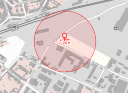 Radius der Sprengung.
