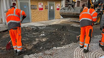 Arbeiten auf der Neustraße. 