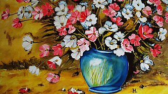 Ein Stilleben mit Blumen von Ezzat Moussa.