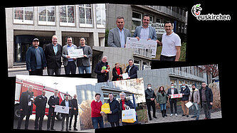 Eine Collage von Fotos von Spendenübergaben an die Stadt Euskirchen.