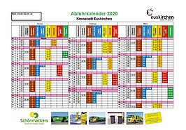 Deckblatt Abfuhrkalender 2020